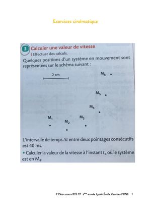 Exercices Cinématique
