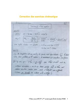 Correction Des Exercices Cinématique