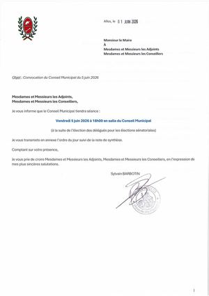 Convocation Conseil Municipal Du 5 Juin 2026
