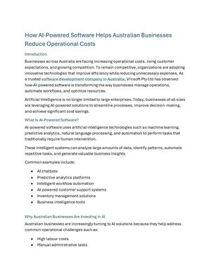 How Ai Powered Software Helps Australian Businesses Reduce Operational Costs