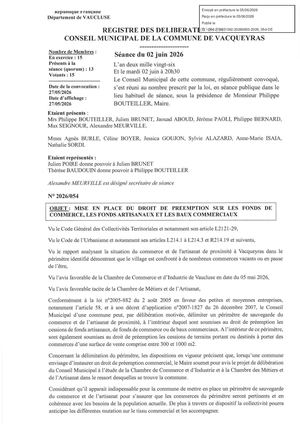 Delib 2026 054 Mise En Place Droit Preempt° Sur Fonds Commerce Tampon