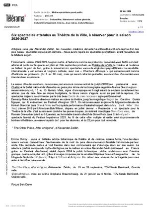 Article Telerama saison 26-27