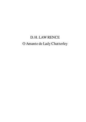 O Amante De Lady Chatterley D H Lawrence