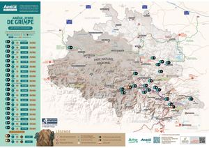 Carte des spots d'escalade en Ariège