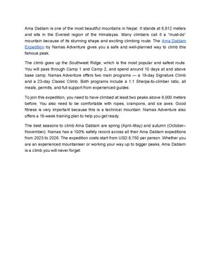 Ama Dablam Expedition
