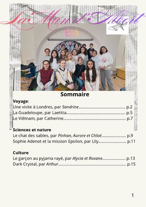 La Mun d'Albert, Journal du collège édition estivale