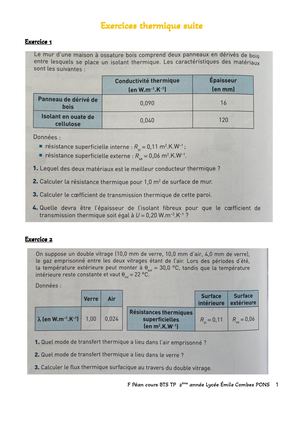 Exercices Thermique Suite