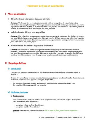 Traitement De L’eau Et Valorisation