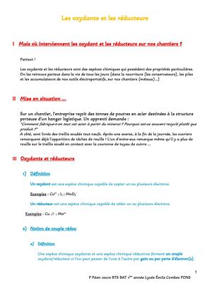 Les Oxydants Et Les Réducteurs