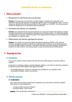 Traitement De L’eau Et Valorisation Élèves