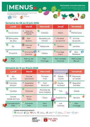 Menu Restaurant Scolaire Saint-Hilaire de Loulay