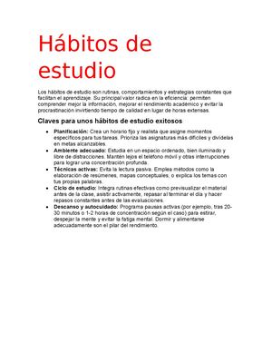 Hábitos De Estudio