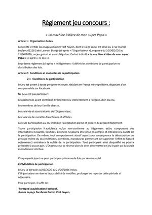 Reglement Jeux Concours