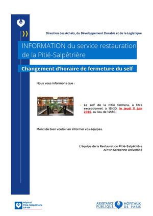 Note DADDL PSL - Information Changement Horaires Exceptionnel Self Pitié 11 06 2026