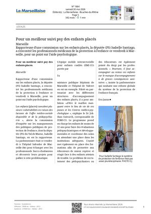 La Marseillaise Pour Un Meilleur Suivi Psy Des Enfants Placés -30052026