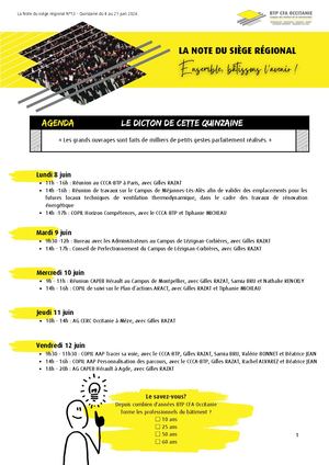 Note Du Siège Régional N°13