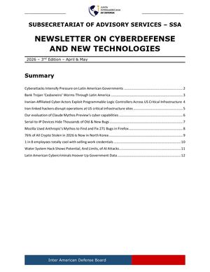 IADB - Newsletter on Cyberdefense - 2026 - 03 - April & May
