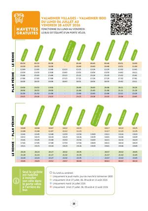 Horaires Navettes éTé 2026
