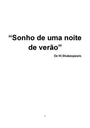 Sonho De Uma Noite De Verão William Shakespeare