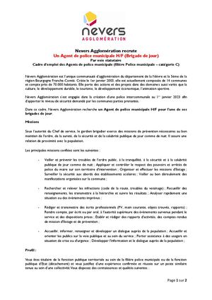 Policier Municipal Brigade Jour Annonce