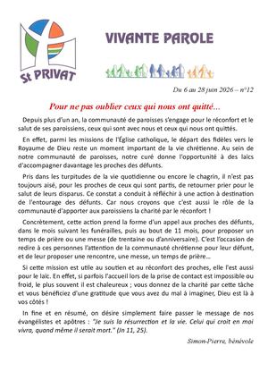 Vivante Parole du 6 juin 2026