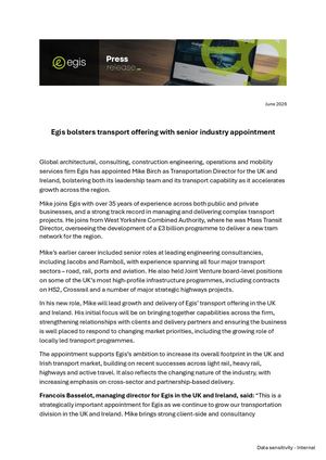 Egis Uk & Ireland Mike Birch Appointment