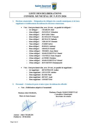 Liste Des Deliberations 05 06 2026