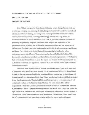 Affidavit of Citizenship