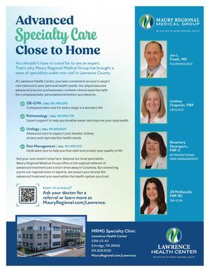 Flyer | Lawrence Health Center Specialty Care