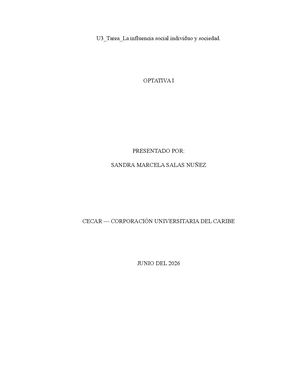 U3 Tarea La Influencia Social Individuo Y Sociedad