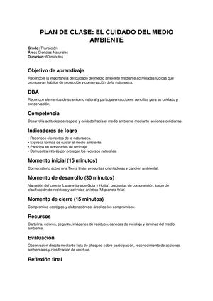 Plan Clase Medio Ambiente Transicion