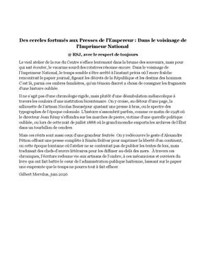 Des Cercles Fortunés Aux Presses De L'empereur Dans Le Voisinage De L'imprimeur National