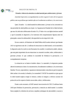 Boletín De Prensa N1