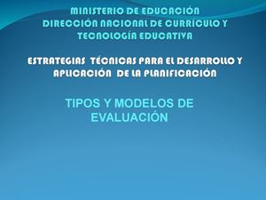 Tipos Y Modelos De Evaluacion