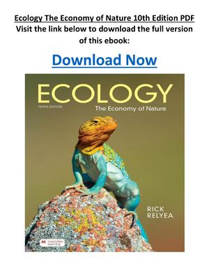 Ecology The Economy Of Nature 10th Edition PDF