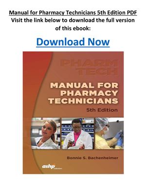 Manual For Pharmacy Technicians 5th Edition PDF