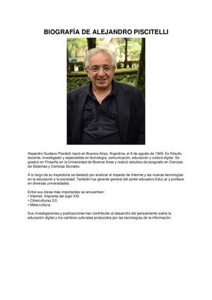 Biografia Alejandro Piscitelli Con Foto