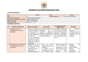 Informe De Acciones Pedagógicas 2023
