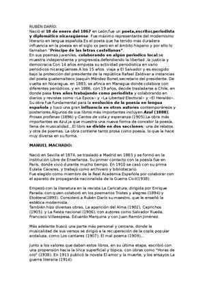 Otros Autores De La Generación Del 98 I El Modernismo