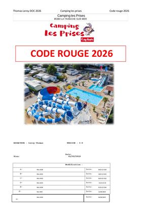 Code Rouge Camping Les Prises 2026