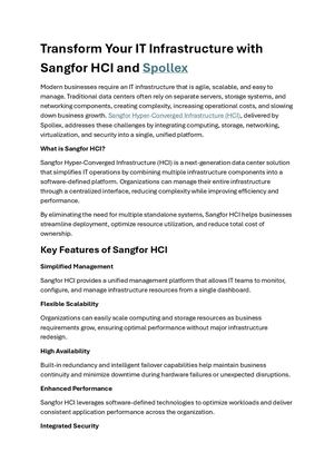 Transform Your It Infrastructure With Sangfor Hci And Spollex