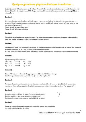 Quelques Grandeurs Physico