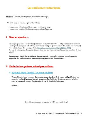 Les Oscillateurs Mécaniques
