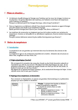 Cours Thermodynamique