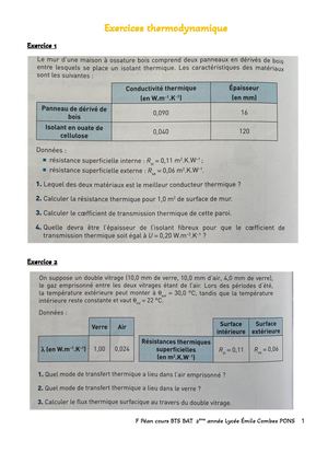Exercices Thermique Suite