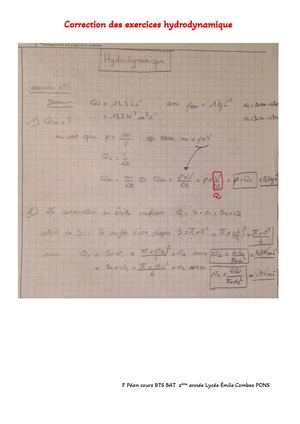 Correction Des Exercices Hydrodynamique