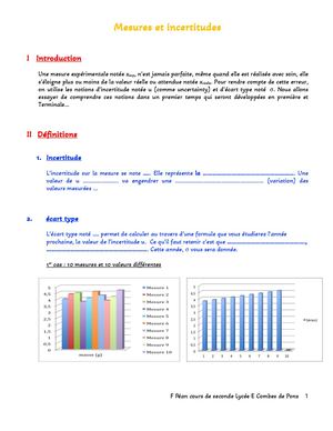Mesures Et Incertitudes Cours Élève