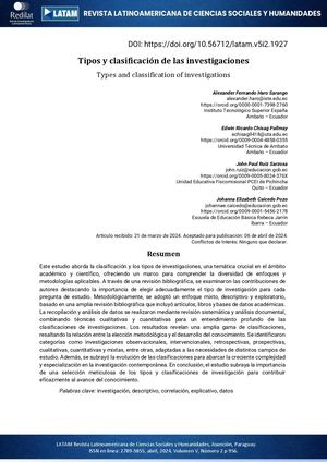 Dialnet Tipos Yclasificacion De Las Investigaciones 9541046