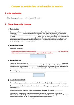 Cours Élève Compter Les Entités Dans Un Échantillon De Matière