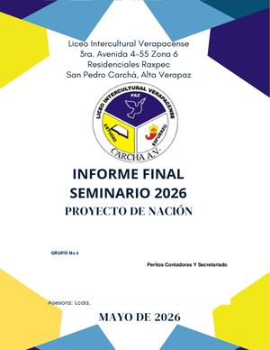 Maquetación De Informe Proyecto De Nación Seminario 2026 Grupo No 4